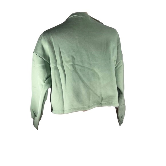 CALI BE Light Green Cropped Cinch Long Sleeve Sweatshirt Crewneck Size M - Picture 3 of 11